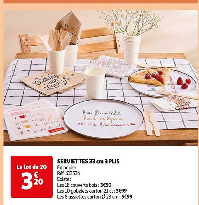 serviettes 33 cm 3 plis
