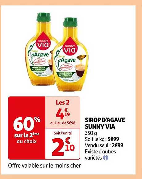 sirop d'agave sunny via