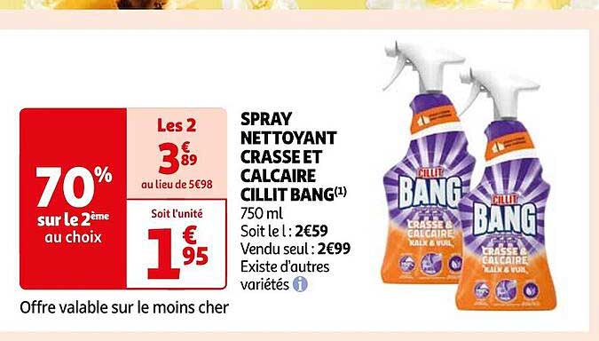 spray nettoyant crasse et calcaire cillit bang