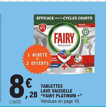 tablettes lave vaisselle "fairy platinum+"