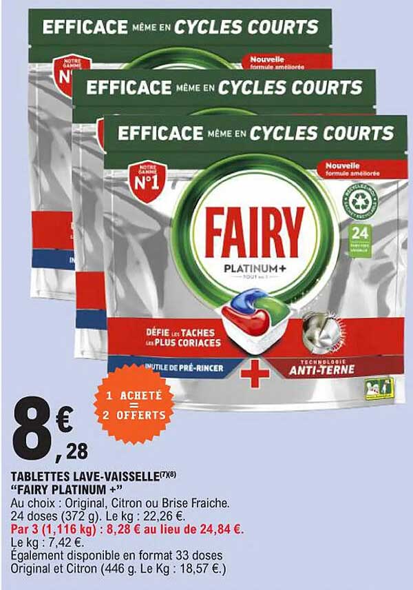 tablettes lave-vaisselle "fairy platinum"