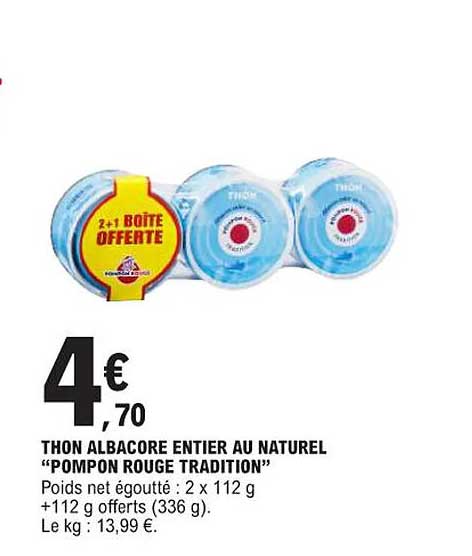Thon Albacore Entier Au Naturel "pompon Rouge Tradition"