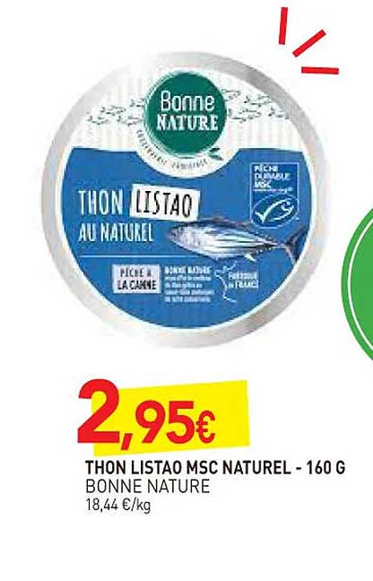 thon listao msc naturel - bonne nature - 160 g