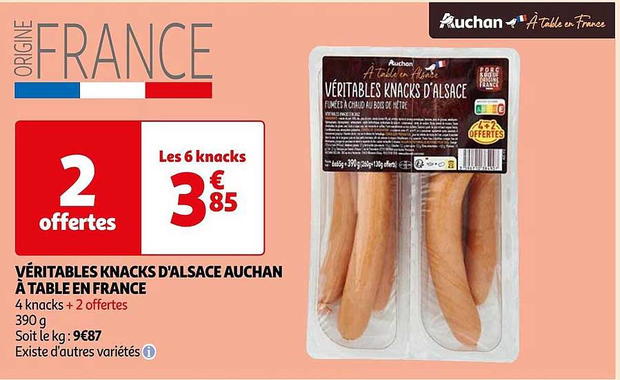 Véritables Knacks D'alsace Auchan à Table France