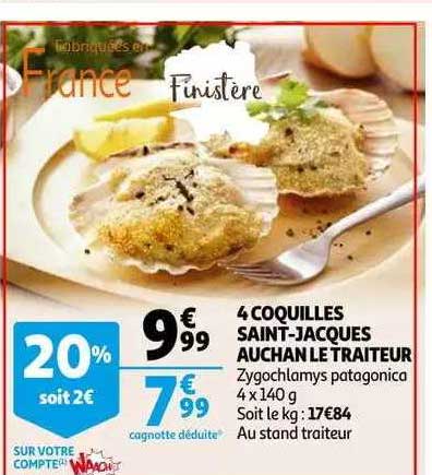 4 coquilles saint-jacques auchan le traiteur