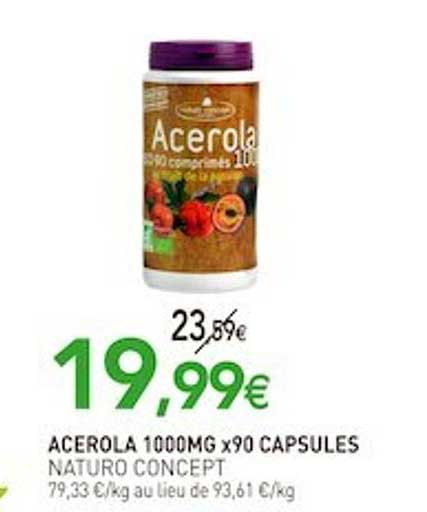 acerola 1000mg x 90 capsules naturo concept