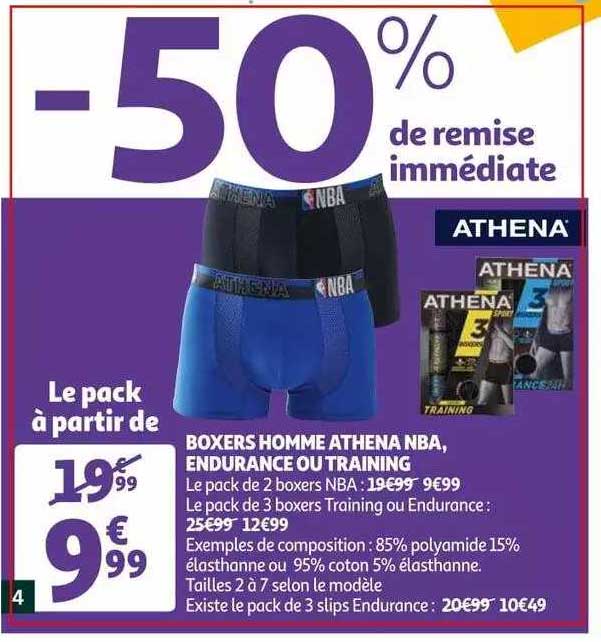 boxers homme athena nba, endurance ou training