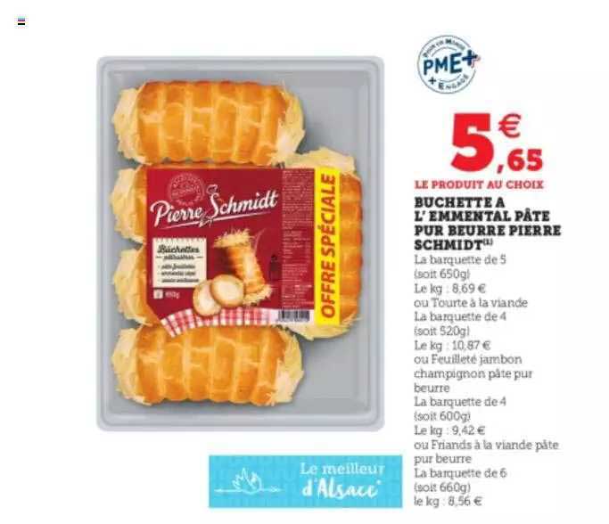 buchette a l'emmental pâte pur beurre pierre schmidt