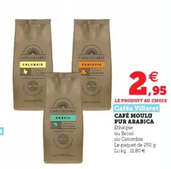 café moulu pur arabica cafés villeret
