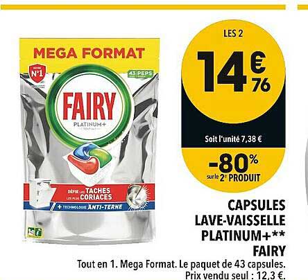 capsules lave-vaisselle platinum+ fairy