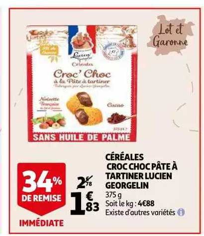 céréales croc choc pâte à tartiner lucien georgelin