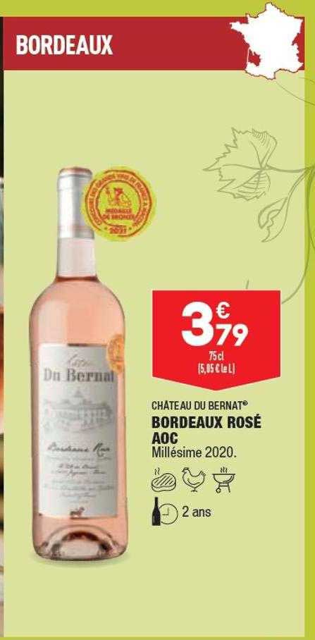 Château De Bernat Bordeaux Rosé Aoc Millésime 2020