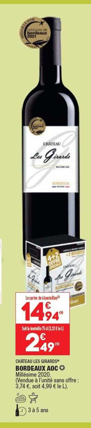Château Les Girards Bordeaux Aoc Millésime 2020