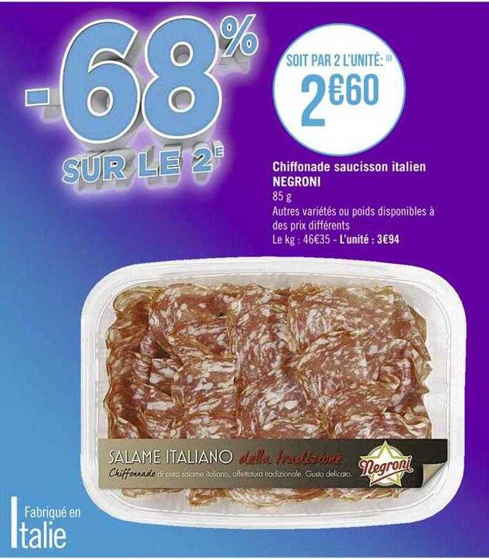 Chiffonnade Saucisson Italien Negroni