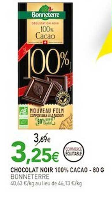 Chocolat Noir 100% Cacao Bonneterre