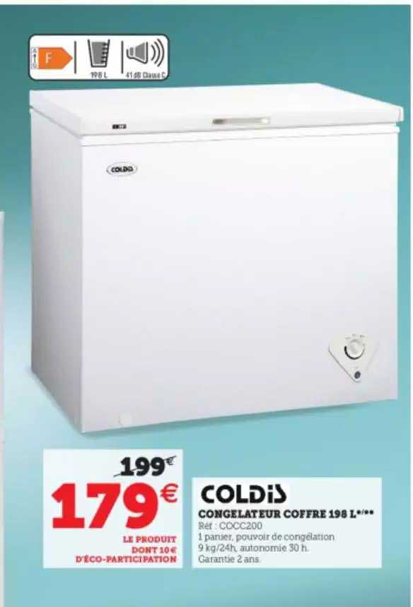 coldis congelateur coffre 198 l