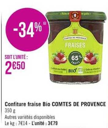 confiture fraise bio comtes de provence