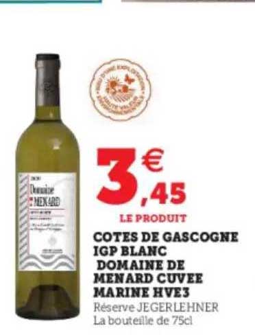 côtes de gascogne igp blanc domaine de menard cuvée marine hve3