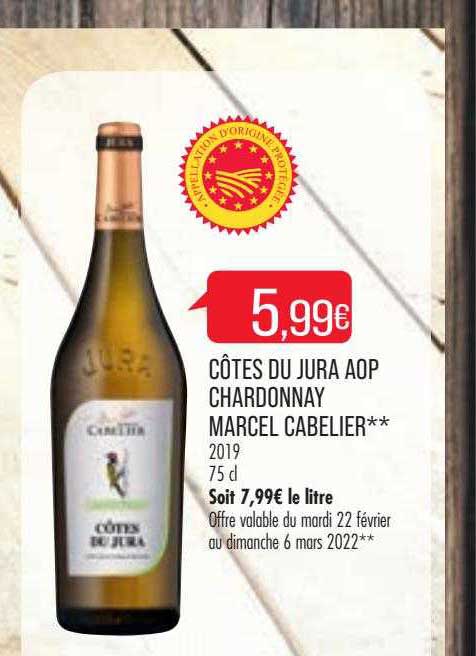 côtes du jura aop chardonnay marcel cabelier