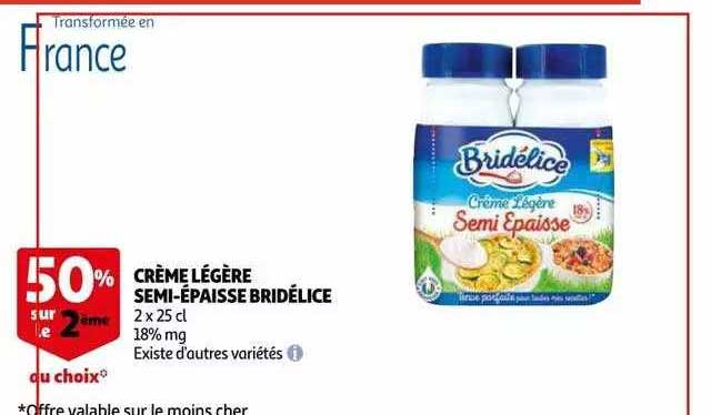 crème légère semi-épaisse bridélice