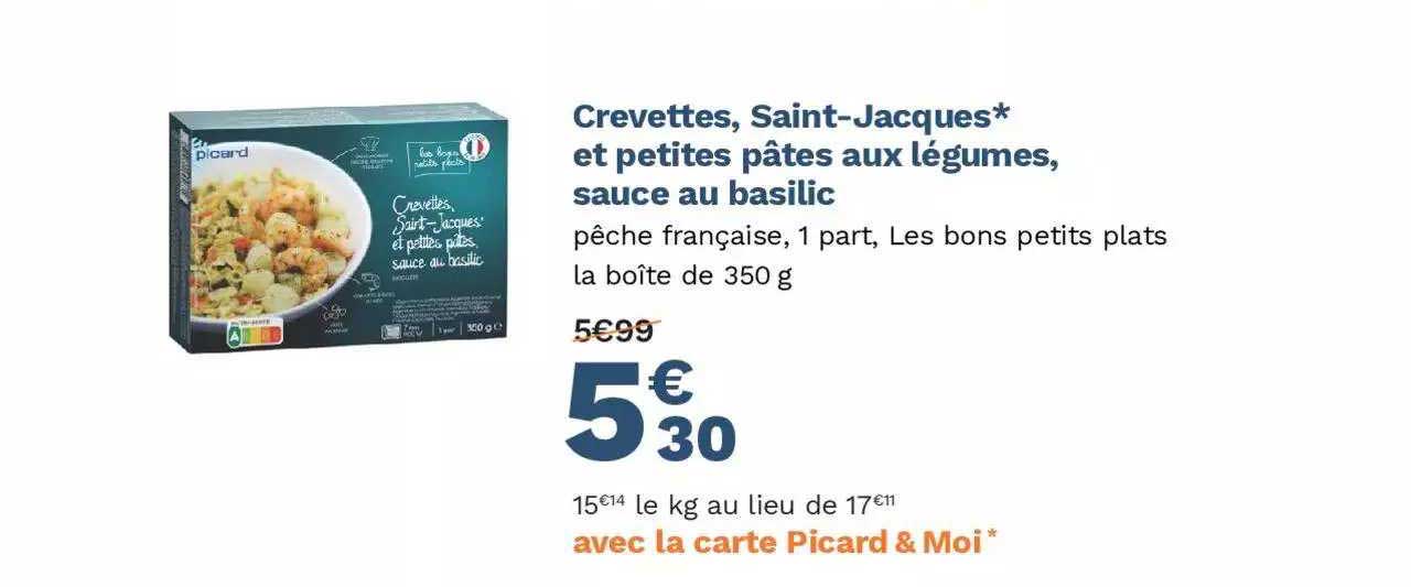 crevettes saint-jacques et petites pâtes aux légumes sauce au basilic
