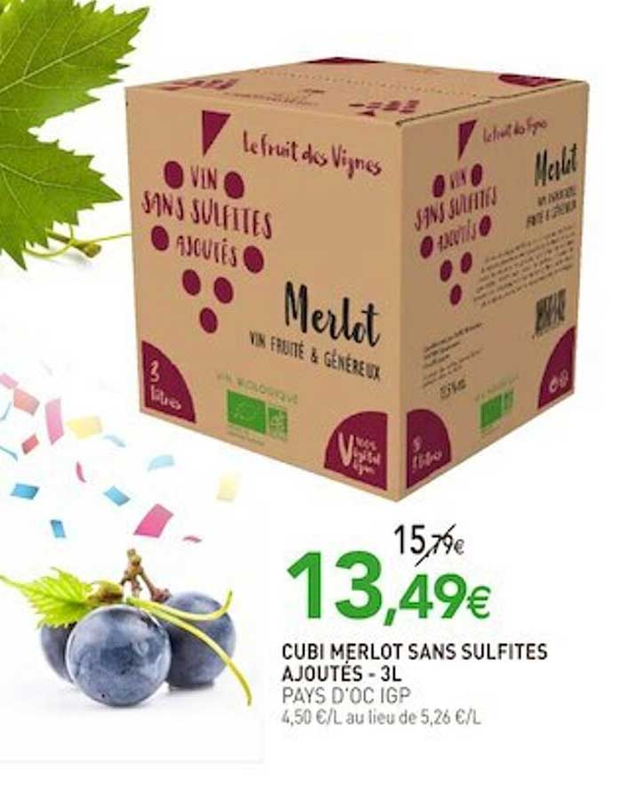 cubi merlot sans sulfites ajoutés