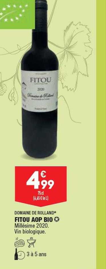domaine de rolland fitou aop bio millésime 2020 vin biologique