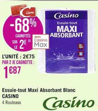 essuie-tout maxi absorbant blanc casino