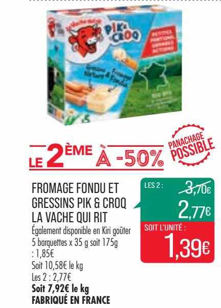 fromage fondu et gressins pik & croq la vache qui rit