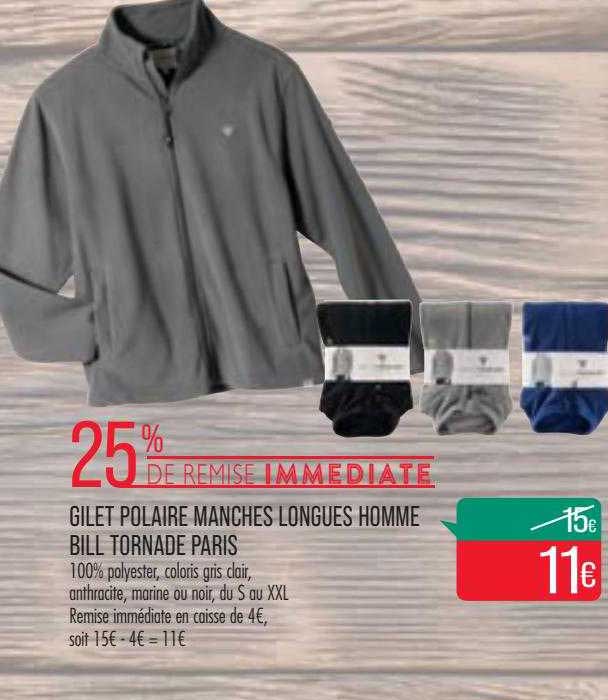 gilet polaire manches longues homme bill tornade pais