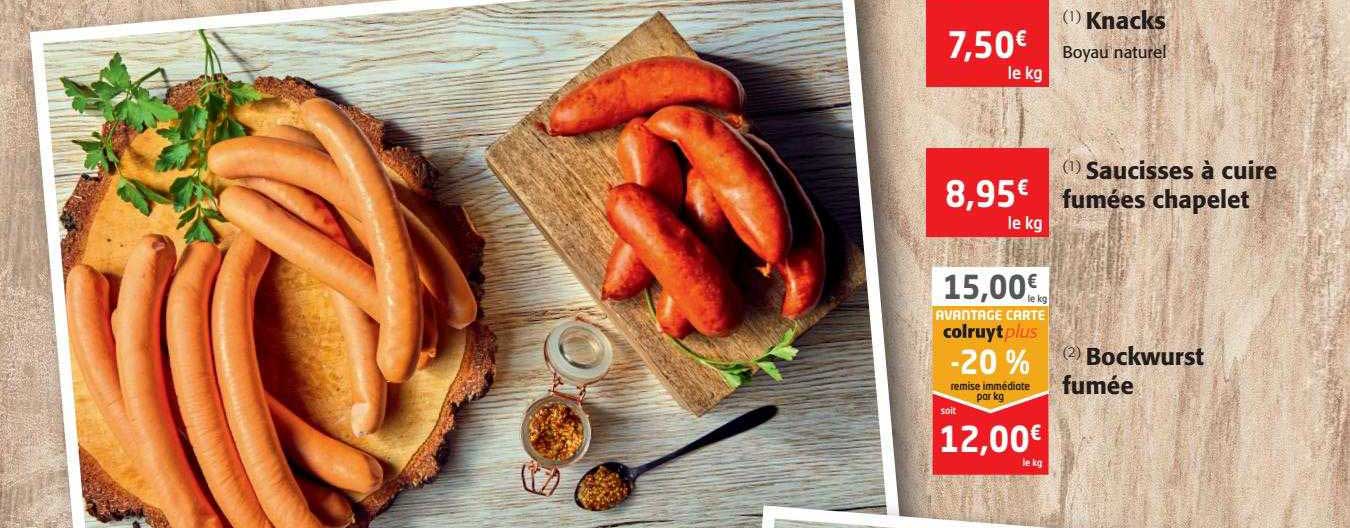 Knacks, Saucisses à Cuire Fumée Chapelet, Bockwurst Fumée