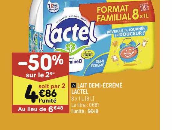 lait demi-écrémé lactel