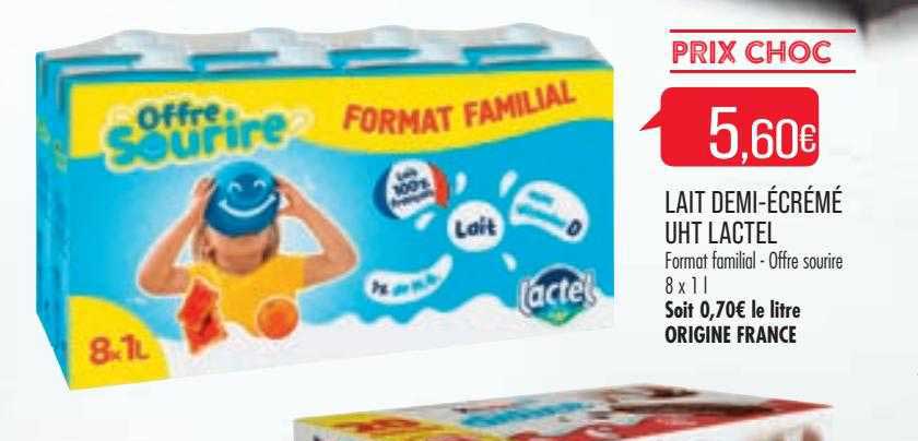 lait demi-écrémé uht lactel