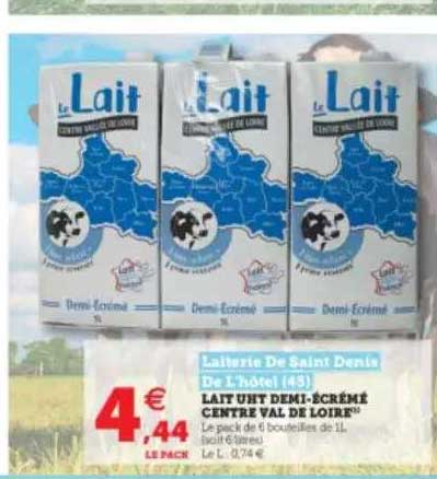 lait uht demi-écrémé centre val de loire