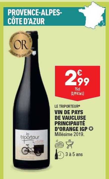 le triporteur vin de pays de vaucluse principauté d'orange igp millésime 2019