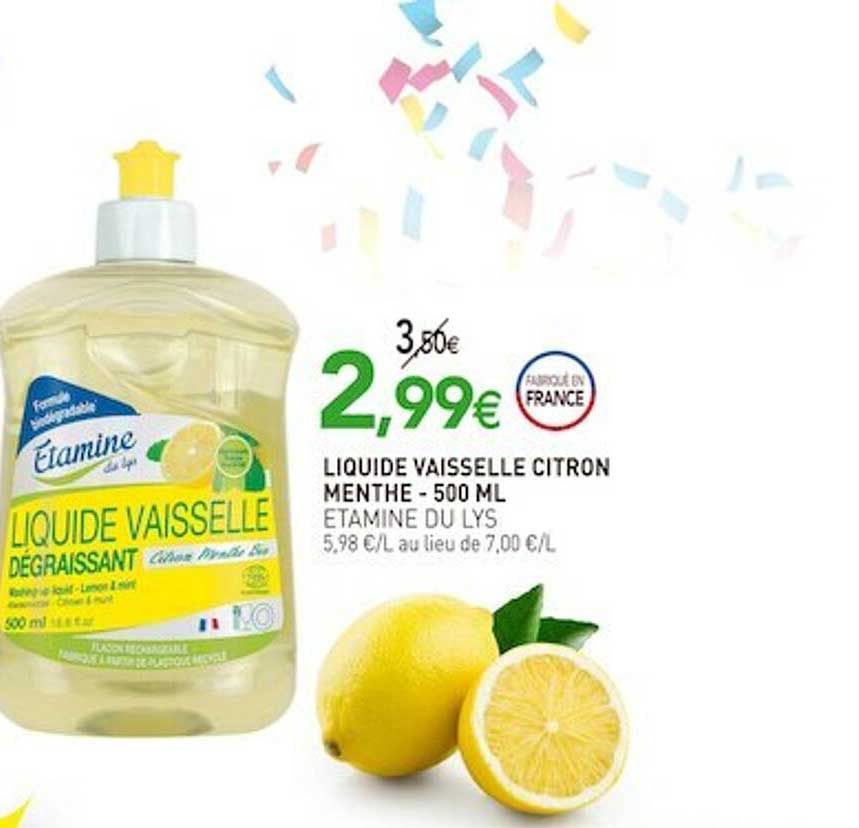 liquide vaisselle citron menthe etamine du lys