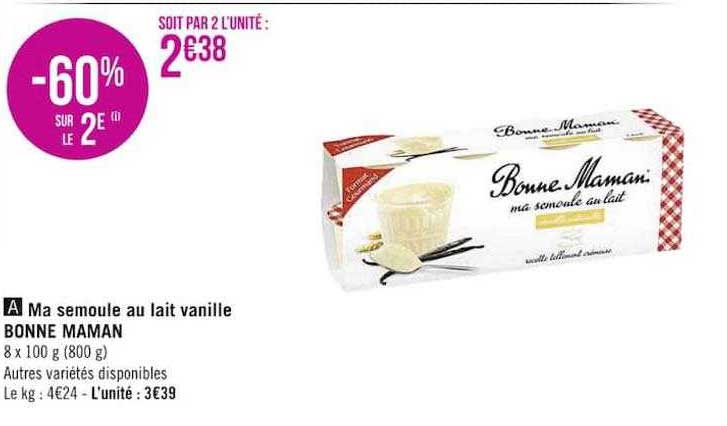 ma semoule au lait vanille bonne maman