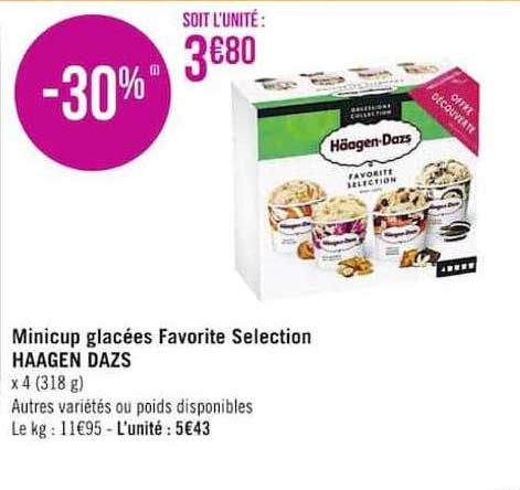 minicup glacées favorite sélection häagen dazs