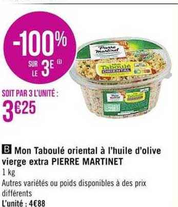 mon taboulé oriental à l'huile d'olive vierge extra pierre martinet