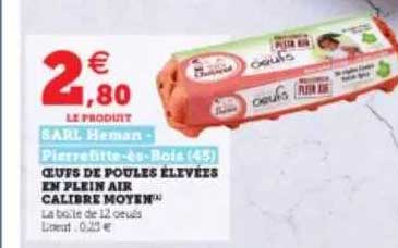 oeufs de poules élevées en plein air calibre moyen