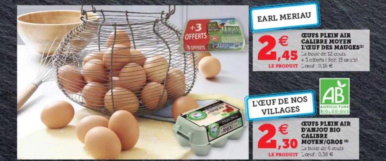 Oeufs Plein Air D'anjou Bio Calibre Moyen-gros