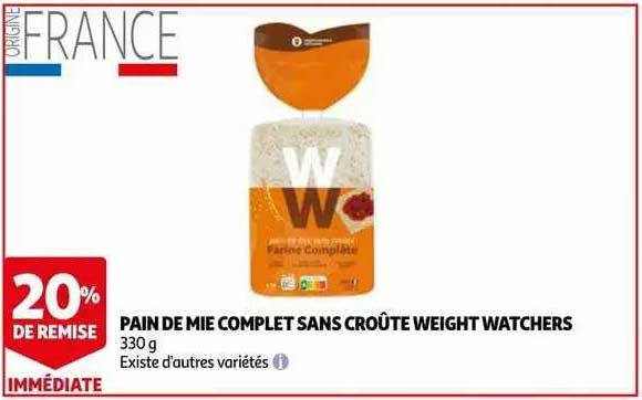 pain de mie complet sans croûte weight watchers