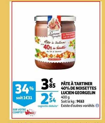 pâte à tartiner 40% de noisettes lucien georgelin