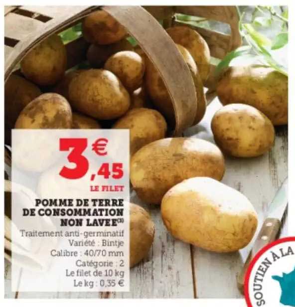 pomme de terre de consommation non lavée