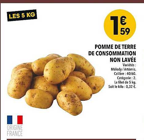 pomme de terre de consommation non lavée