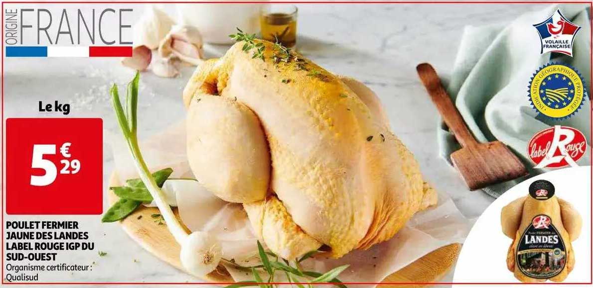 poulet fermier jaune des landes label rouge igp du sud-ouest