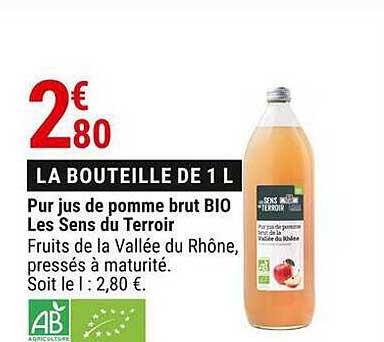 pur jus de pomme brut bio les sens du terroir