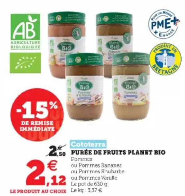 purée de fruits planet bio cototerra