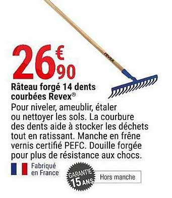 râteau forgé 14 dents courbées revex