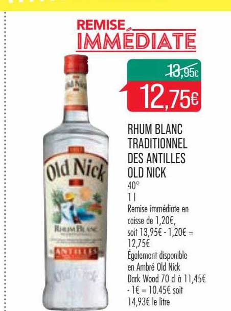 rhum blanc traditionnel des antilles old nick